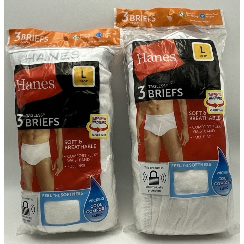 Hanes Mens Briefs - Size Large - Tagless 2 Packs Of 3